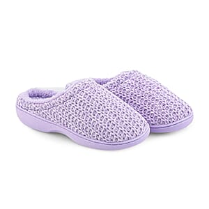 BANDOLINO Lilac Fur Lined Chenille House Slippers in Gifting Box - XL