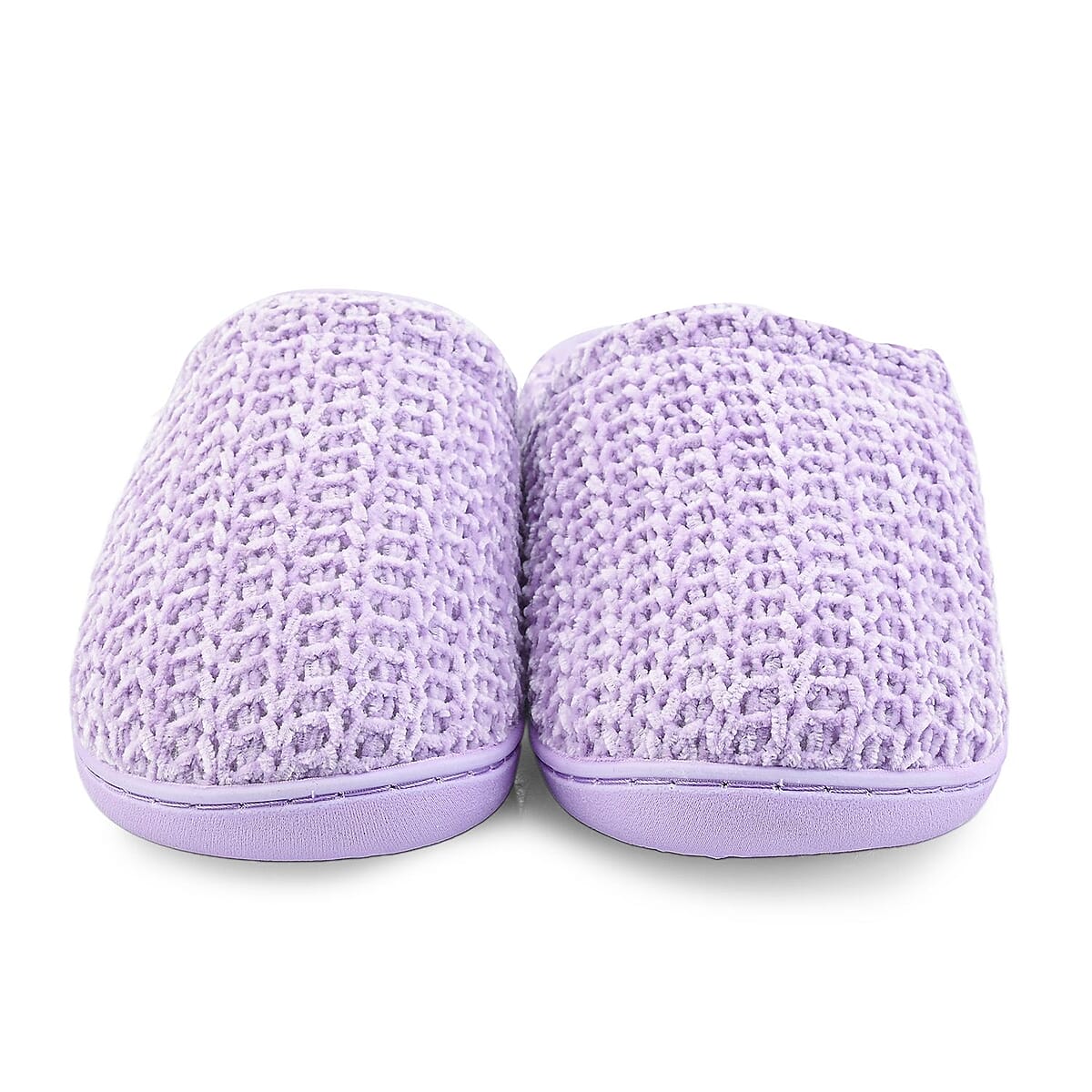 BANDOLINO Lilac Fur Lined Chenille House Slippers in Gifting Box - XL image number 3