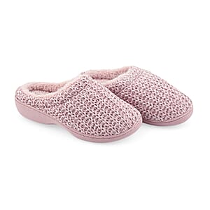 BANDOLINO Mauve Fur Lined Chenille House Slippers in Gifting Box - XL