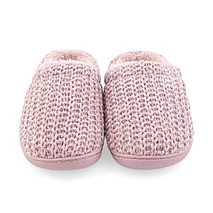 BANDOLINO Mauve Fur Lined Chenille House Slippers in Gifting Box - XL