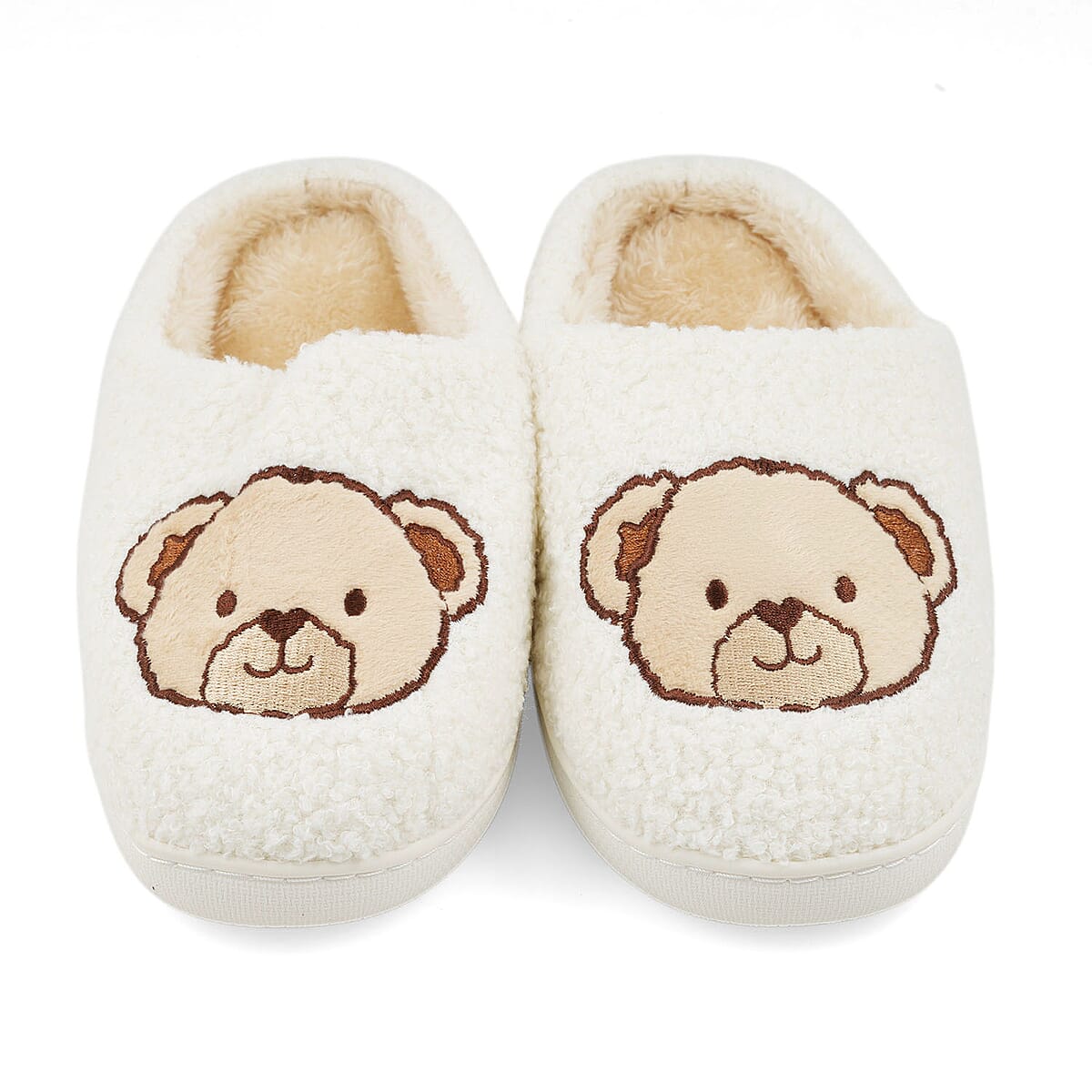 RAMPAGE Ivory Bear Teddy Slippers with Matching Stainless Steel Water Bottle Gift Box &ndash; Medium (7/8) image number 4