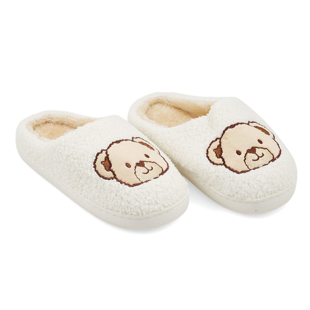 RAMPAGE Ivory Bear Teddy Slippers with Matching Stainless Steel Water Bottle Gift Box &ndash; Small (5/6) image number 5