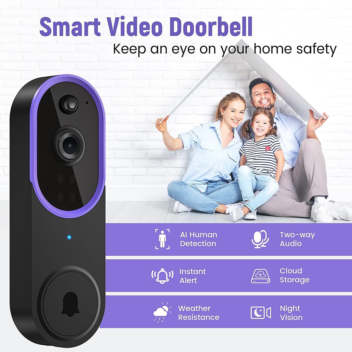 CLOSEOUT 3P Experts Smart Wi-Fi Doorbell Camera - Purple image number 4