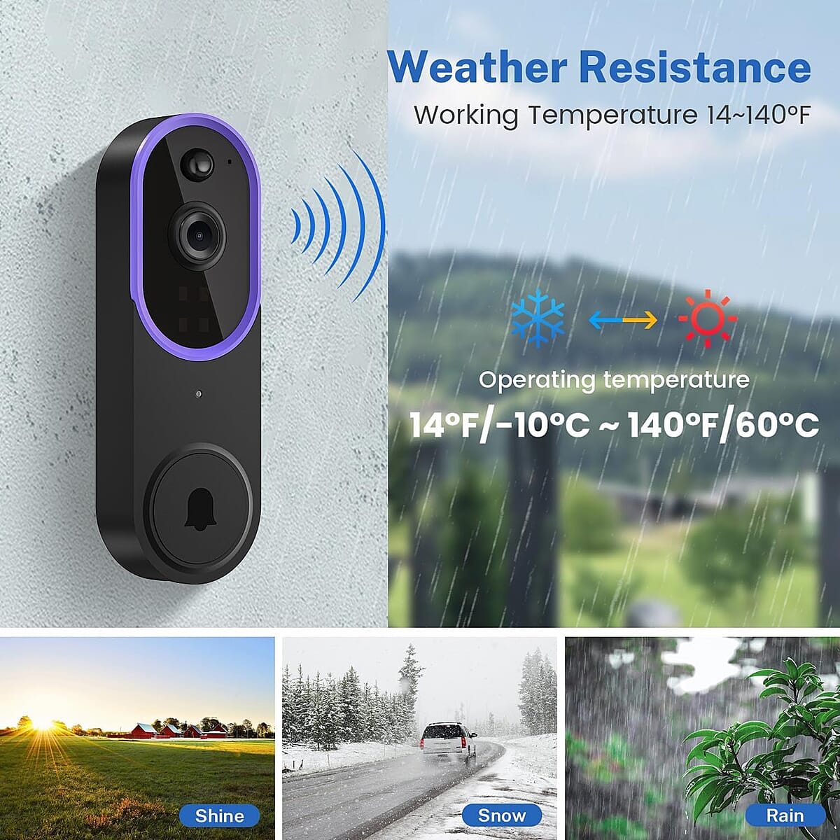 CLOSEOUT 3P Experts Smart Wi-Fi Doorbell Camera - Purple image number 5