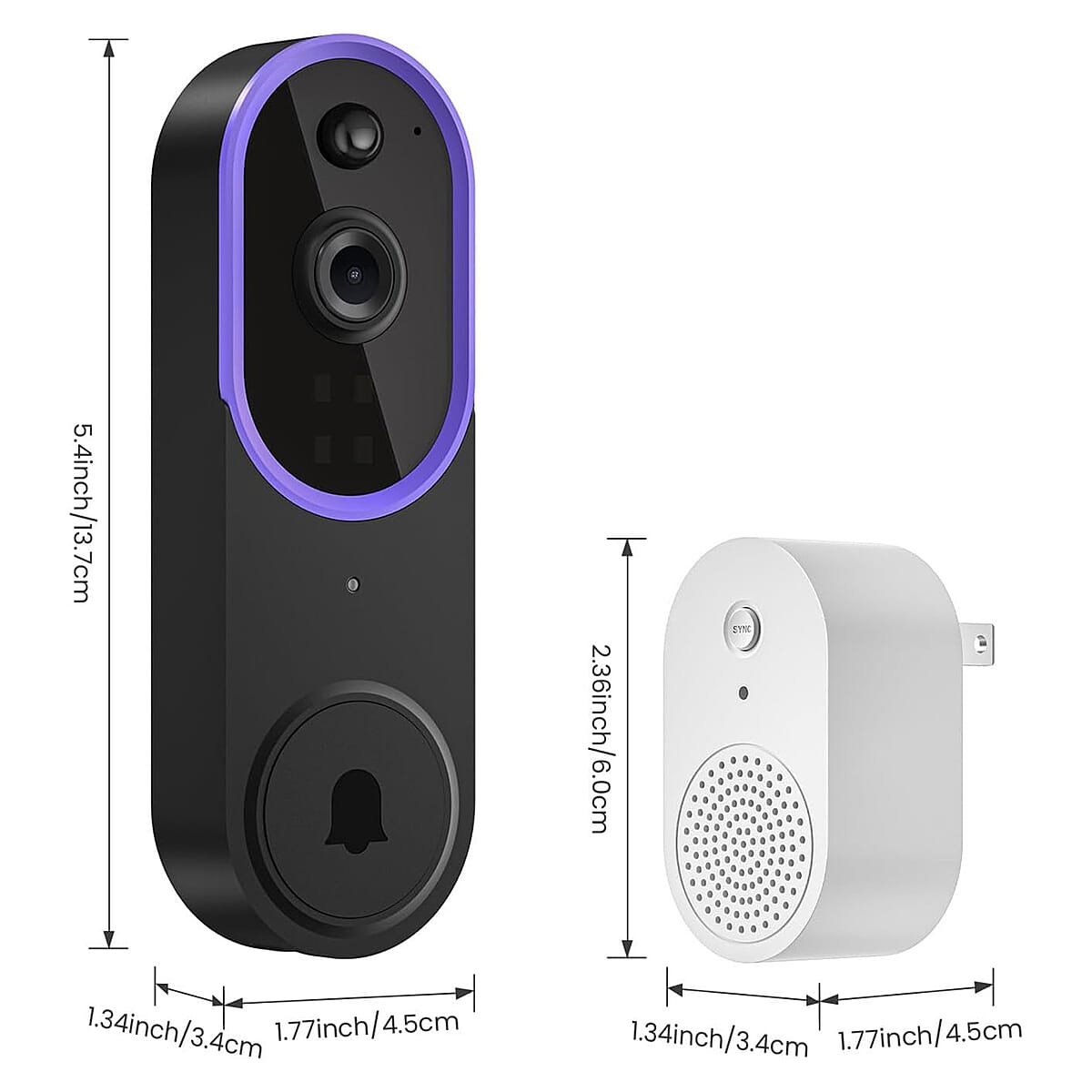 CLOSEOUT 3P Experts Smart Wi-Fi Doorbell Camera - Purple image number 6