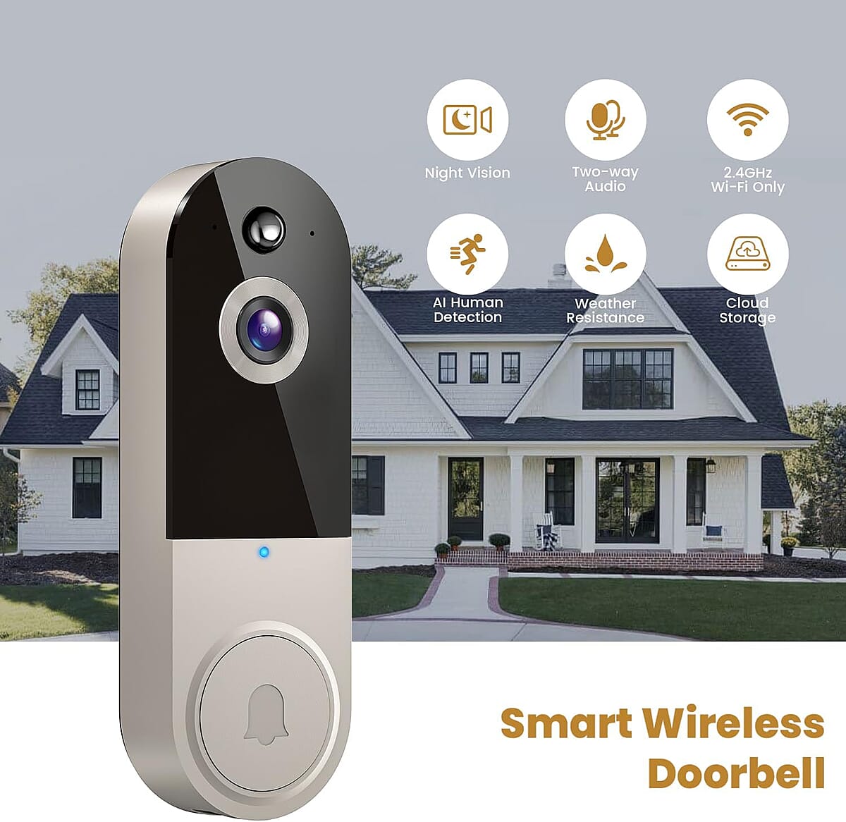 CLOSEOUT 3P Experts Smart Wi-Fi Doorbell Camera - Nude image number 4