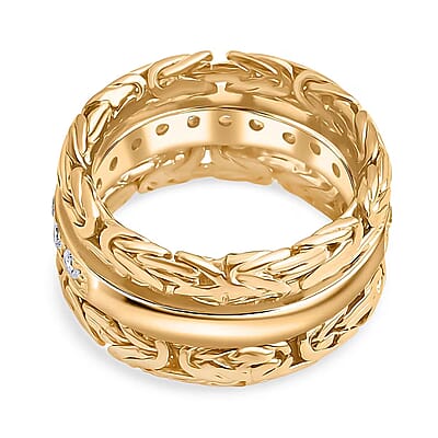 Bali Legacy Luxuriant Lab Grown Diamond Byzantine Ring in 22K Vermeil YG Over Sterling Silver 1.00 ctw (Size 6.0)
