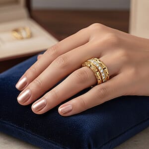 Bali Legacy Luxuriant Lab Grown Diamond Byzantine Ring in 22K Vermeil YG Over Sterling Silver 1.00 ctw (Size 7.0)