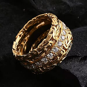 Bali Legacy Luxuriant Lab Grown Diamond Byzantine Ring in 22K Vermeil YG Over Sterling Silver 1.00 ctw (Size 7.0)