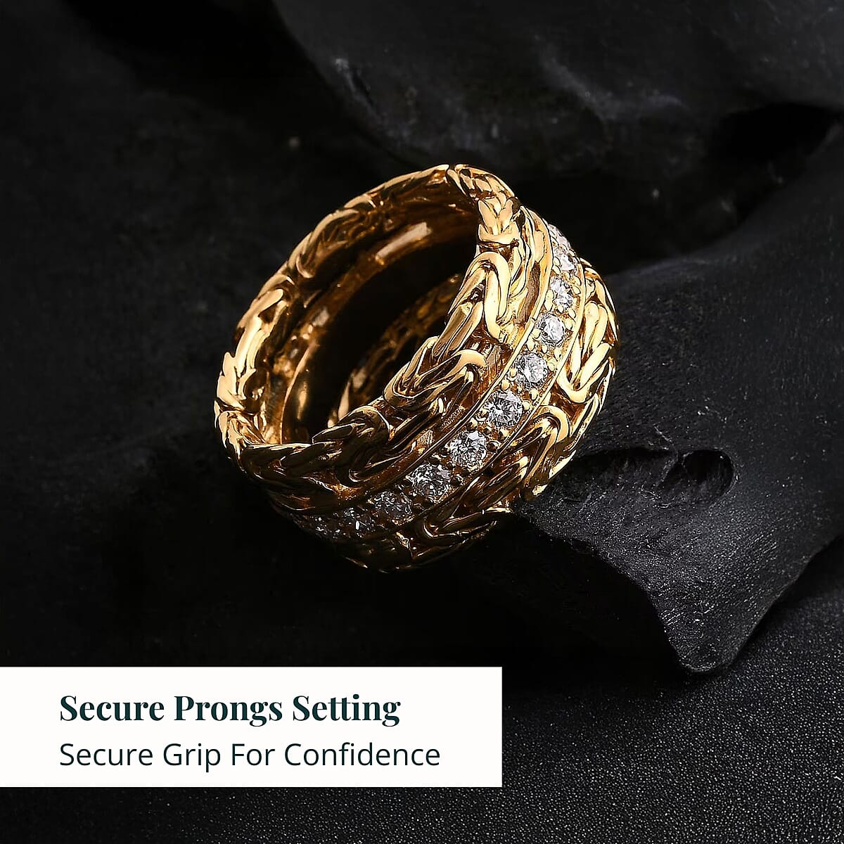 Bali Legacy Luxuriant Lab Grown Diamond G-H SI 1.00 ctw Ring in 22K Vermeil Yellow Gold Over Sterling Silver (Size 8.0) image number 4