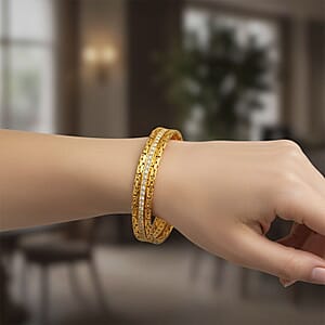 Doorbuster Bali Legacy Luxuriant Lab Grown Diamond G-H SI 2.50 ctw Byzantine Bangle Bracelet in 22K Vermeil Yellow Gold Over Sterling Silver (7.25 In)