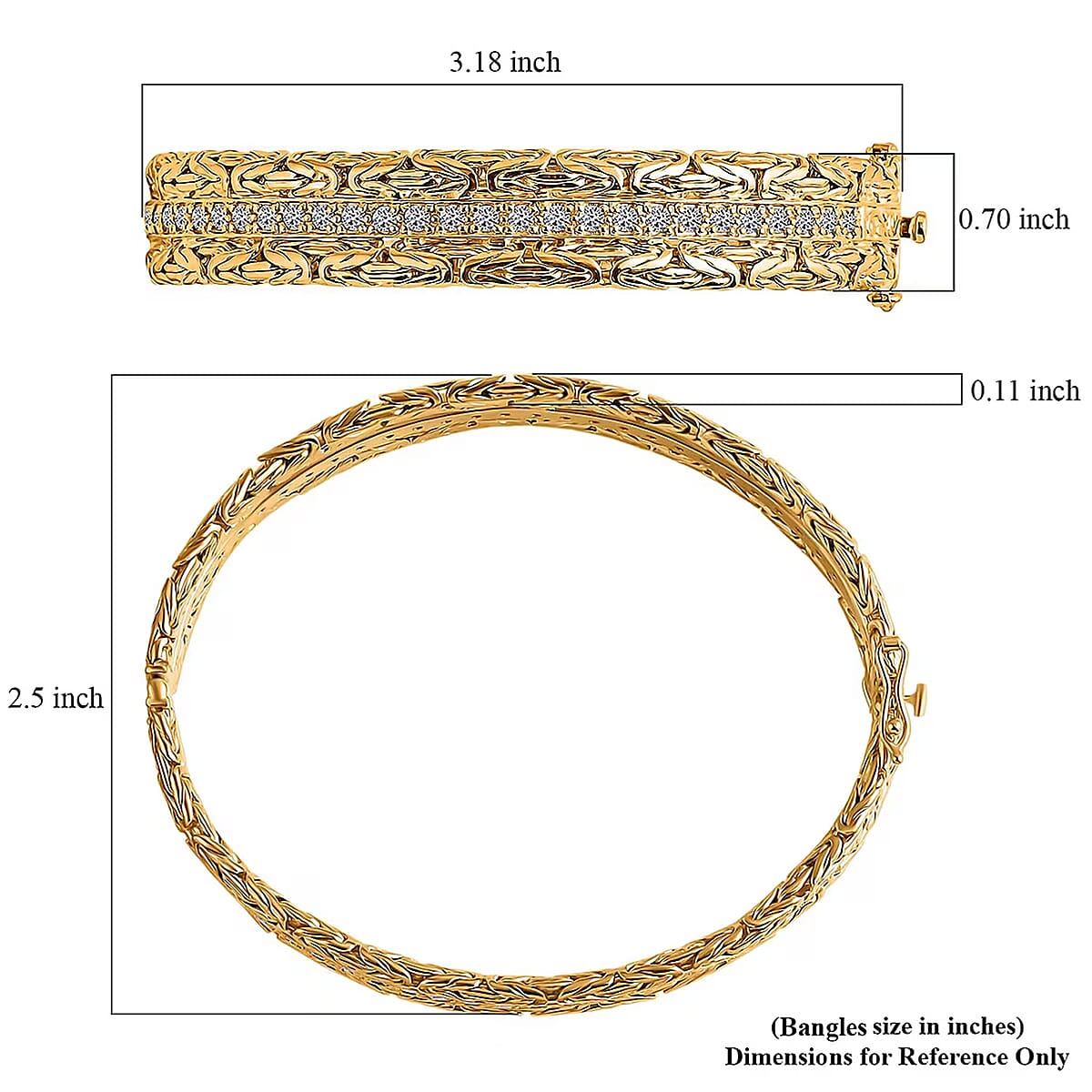 Bali Legacy Luxuriant Lab Grown Diamond G-H SI 2.50 ctw Bangle Bracelet in 22K Vermeil Yellow Gold Over Sterling Silver (7.25 In) image number 6