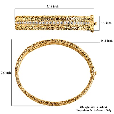 Bali Legacy Luxuriant Lab Grown Diamond G-H SI 2.50 ctw Byzantine Bangle Bracelet in 22K Vermeil Yellow Gold Over Sterling Silver (7.25 In)