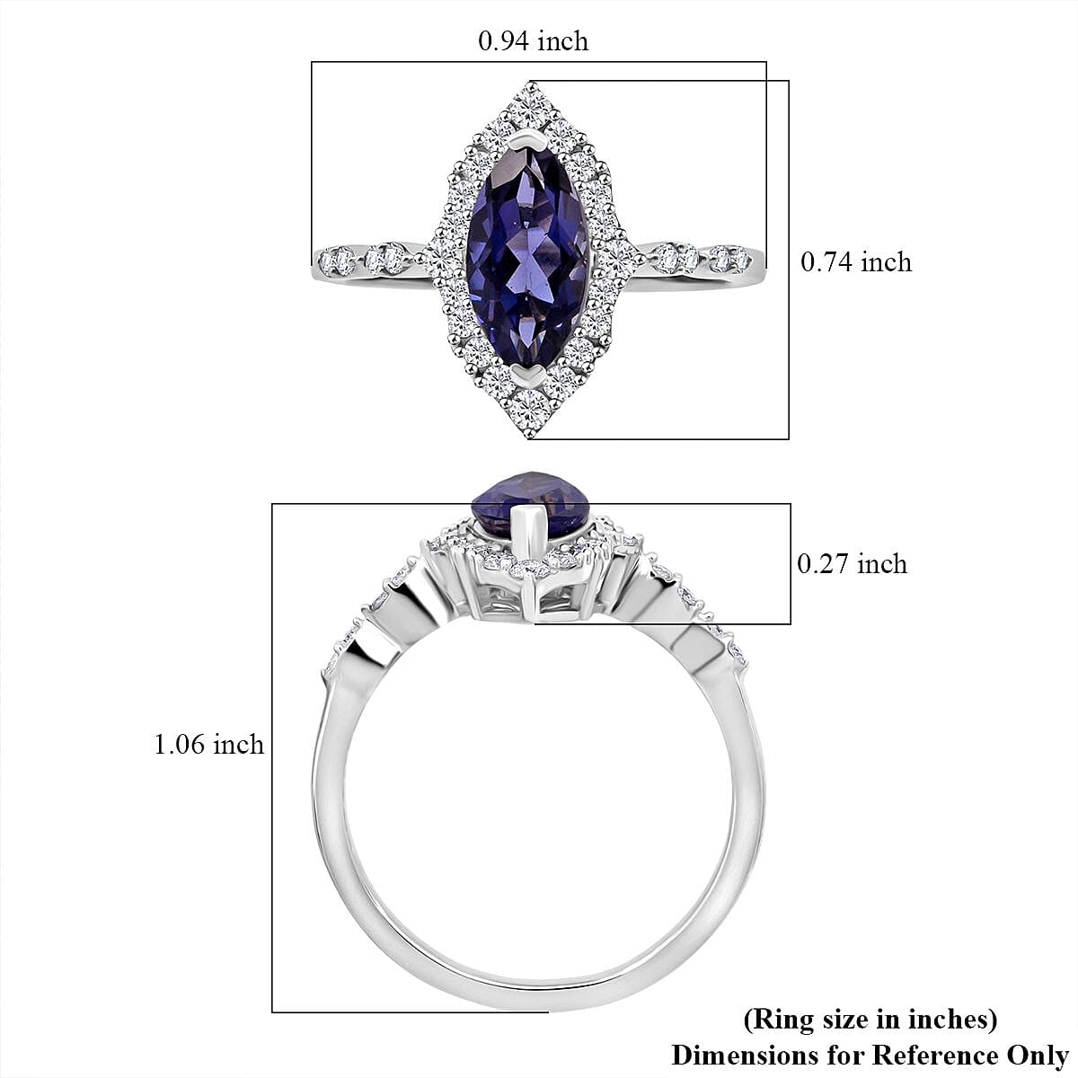 D'Joy Catalina Iolite and Moissanite 1.75 ctw Ring in Rhodium Over Sterling Silver (Size 10.0) image number 5