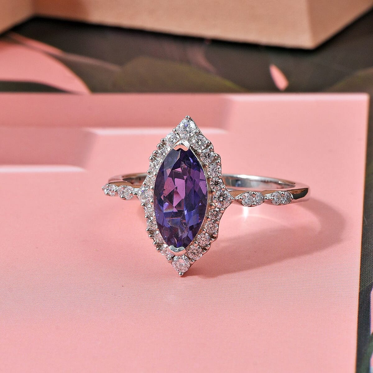 D'Joy Catalina Iolite and Moissanite 1.75 ctw Ring in Rhodium Over Sterling Silver (Size 9.0) image number 1