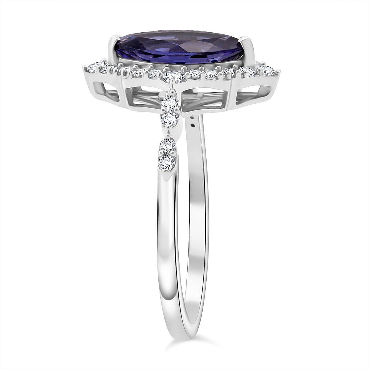 D'Joy Catalina Iolite and Moissanite 1.75 ctw Ring in Rhodium Over Sterling Silver (Size 9.0) image number 3