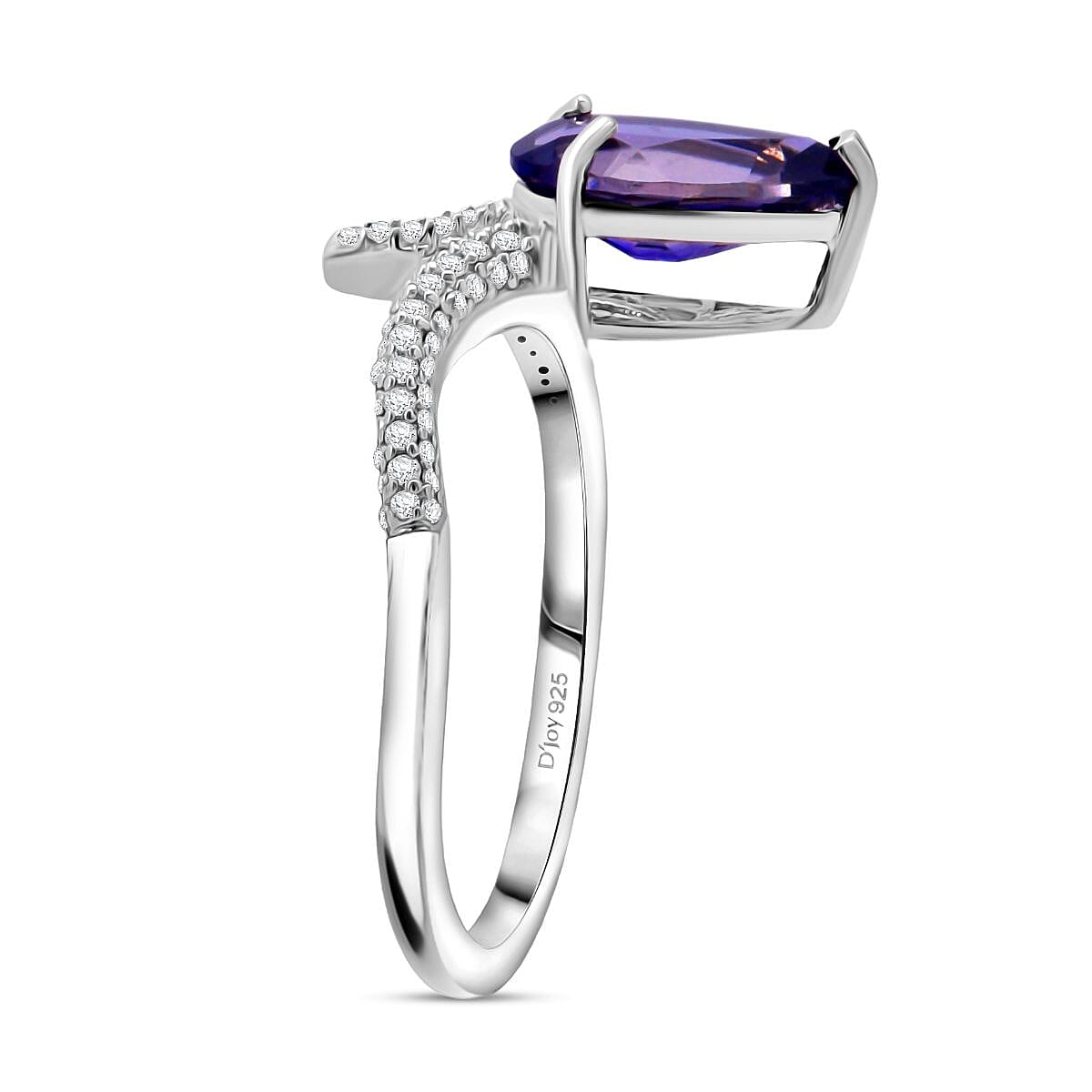 D'Joy Catalina Iolite and Moissanite 1.60 ctw Ring in Rhodium Over Sterling Silver (Size 10.0) image number 3