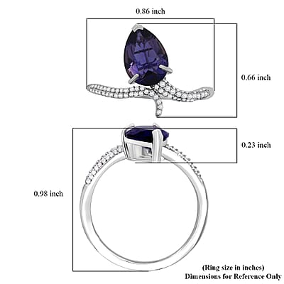 D'Joy Catalina Iolite and Moissanite 1.60 ctw Ring in Rhodium Over Sterling Silver (Size 10.0)