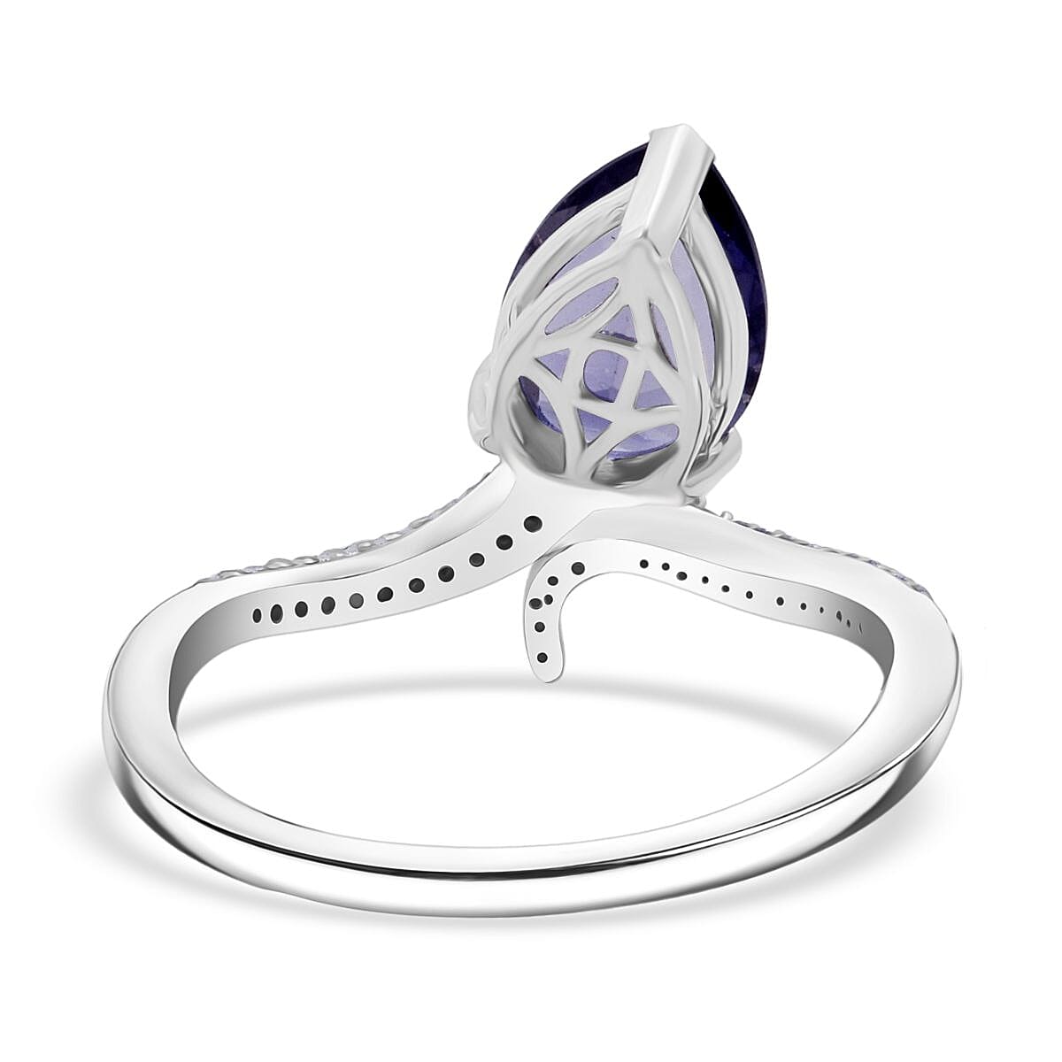 D'Joy Catalina Iolite and Moissanite 1.60 ctw Ring in Rhodium Over Sterling Silver (Size 6.0) image number 4
