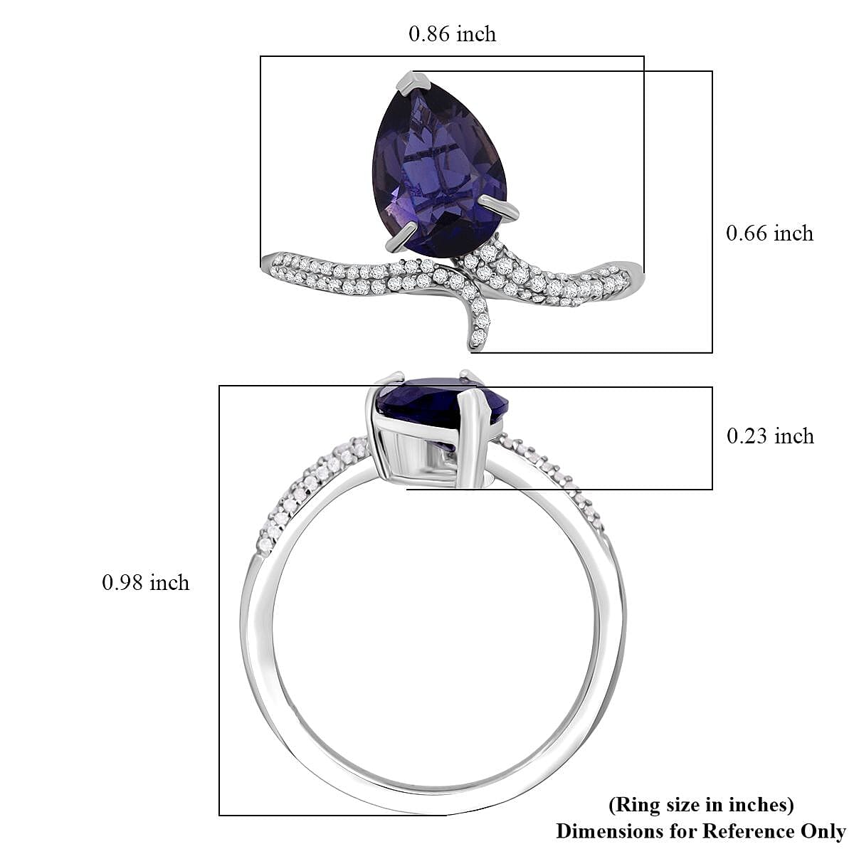 D'Joy Catalina Iolite and Moissanite 1.60 ctw Ring in Rhodium Over Sterling Silver (Size 6.0) image number 5