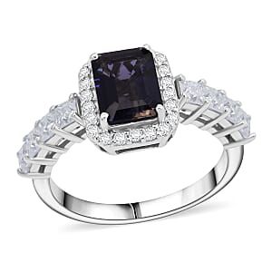 D'Joy Catalina Iolite and Moissanite 2.15 ctw Ring in Rhodium Over Sterling Silver (Size 10.0)