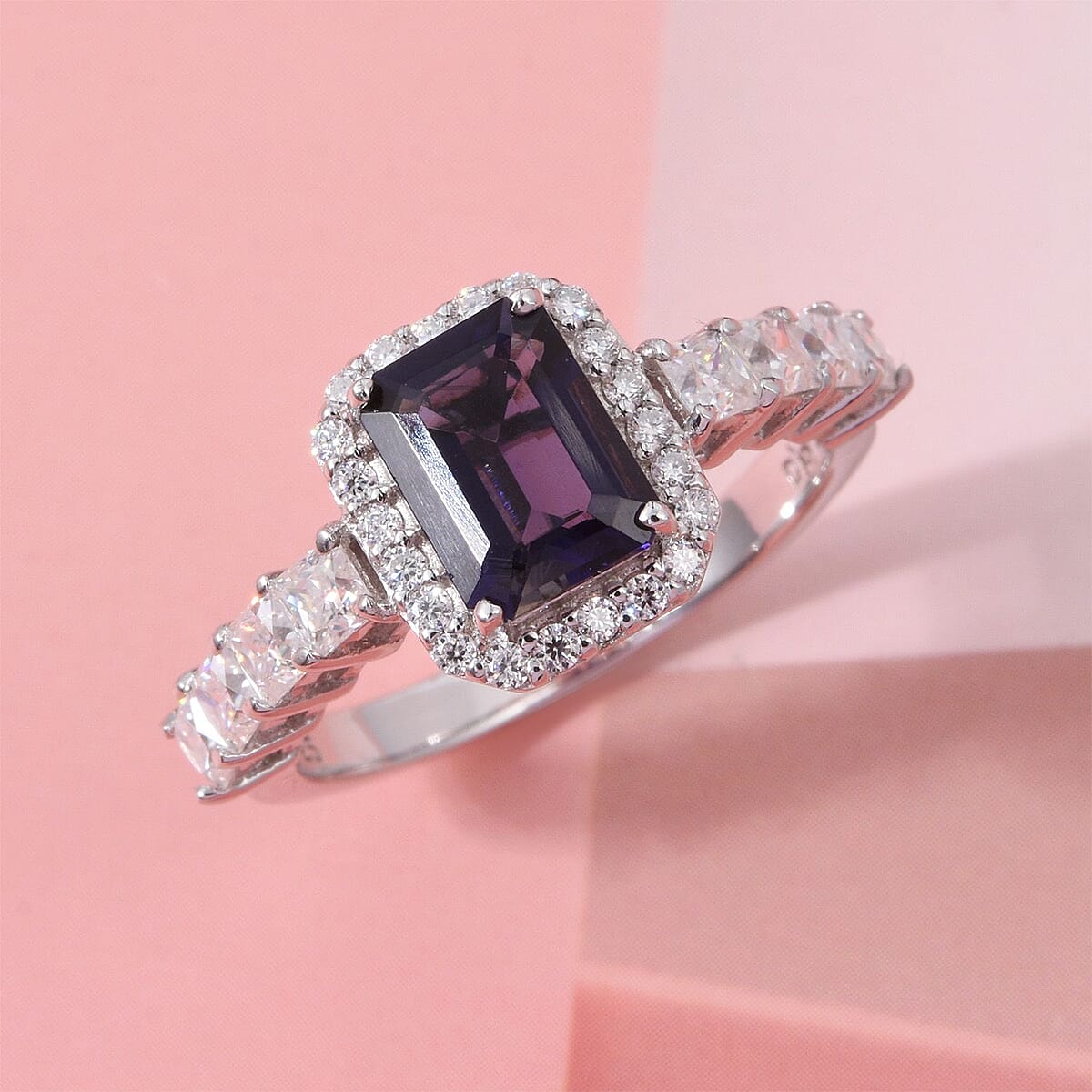 D'Joy Catalina Iolite and Moissanite 2.15 ctw Ring in Rhodium Over Sterling Silver (Size 10.0) image number 1