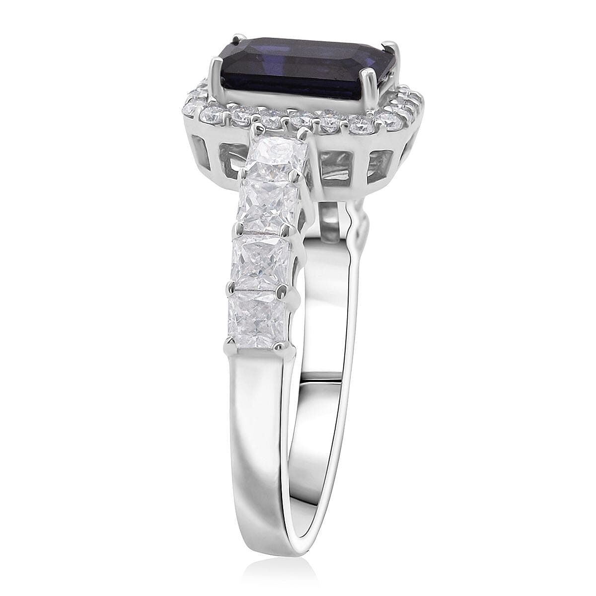 D'Joy Catalina Iolite and Moissanite 2.15 ctw Ring in Rhodium Over Sterling Silver (Size 10.0) image number 3