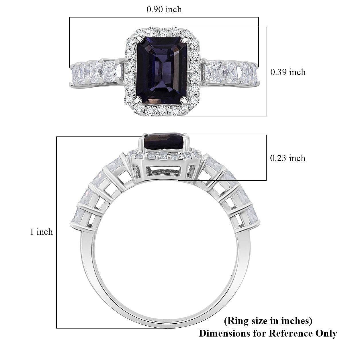 D'Joy Catalina Iolite and Moissanite 2.15 ctw Ring in Rhodium Over Sterling Silver (Size 10.0)