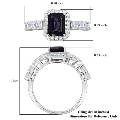D'Joy Catalina Iolite and Moissanite 2.15 ctw Ring in Rhodium Over Sterling Silver (Size 10.0)