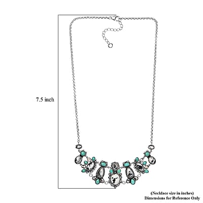 D'Joy Artisan Crafted White Buffalo, Tahoe Nevada Turquoise Necklace in Oxidised Sterling Silver 21.90 ctw (18-20 Inches)