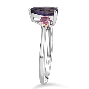 D'Joy Catalina Iolite and Pink Sapphire 1.30 ctw Ring in Rhodium Over Sterling Silver (Size 6.0)