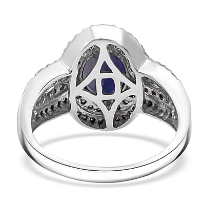 D'Joy Catalina Iolite and Multi Gemstone 2.10 ctw Ring in 18K Vermeil YG and Rhodium Over Sterling Silver (Size 10.0)