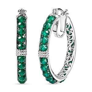 EverTrue Verde Onyx 14.90 ctw Hoop Earrings in Platinum Bond