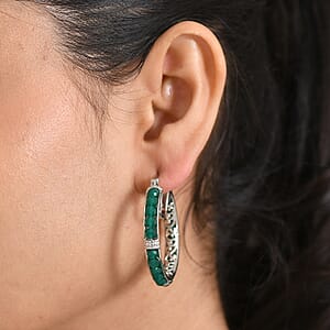 EverTrue Verde Onyx 14.90 ctw Hoop Earrings in Platinum Bond