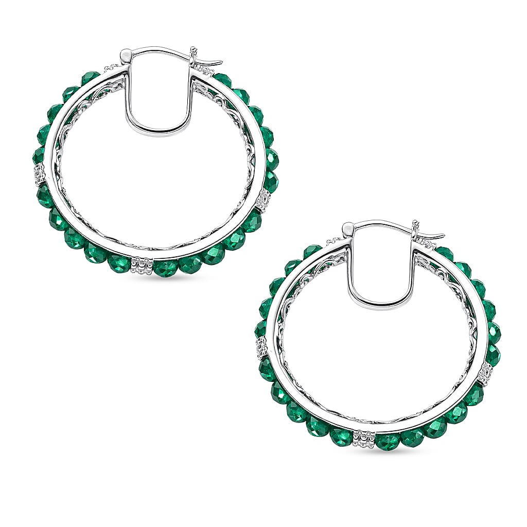 EverTrue Verde Onyx 14.90 ctw Hoop Earrings in Platinum Bond