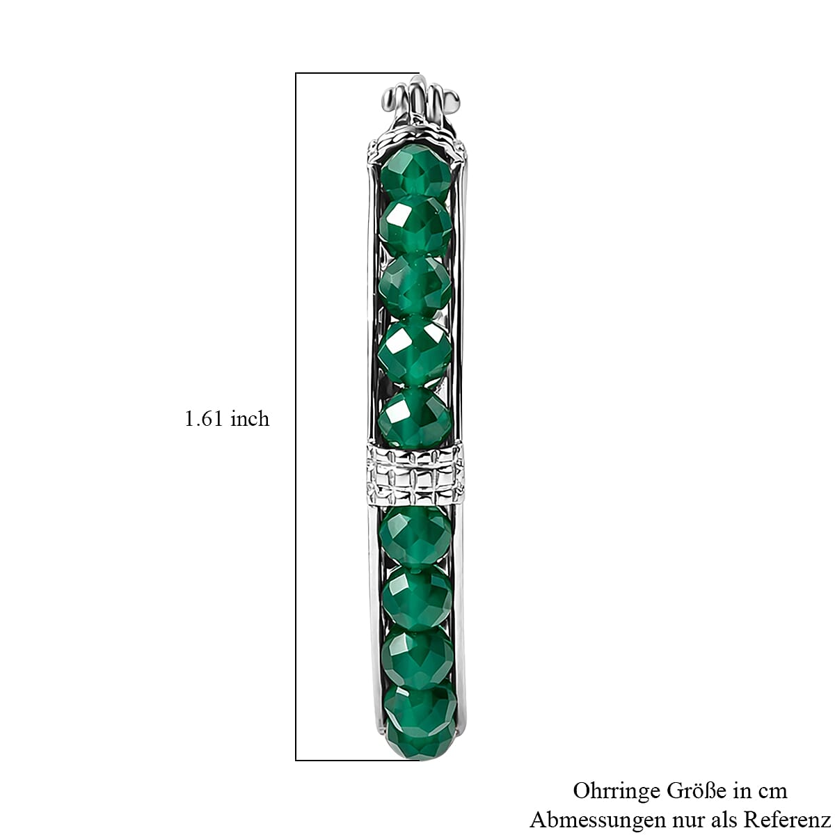 EverTrue Verde Onyx 14.90 ctw Hoop Earrings in Platinum Bond