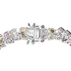 D'Joy Multi-Tourmaline 18.40 ctw Blooming Radiance Bracelet in Rhodium Over Sterling Silver (6.50 In)