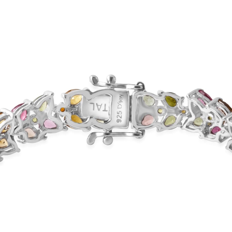 D'Joy Multi-Tourmaline 18.40 ctw Blooming Radiance Bracelet in Rhodium Over Sterling Silver (6.50 In)