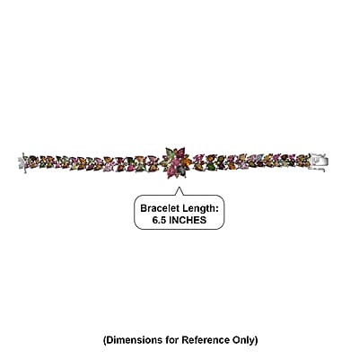 D'Joy Multi-Tourmaline 18.40 ctw Blooming Radiance Bracelet in Rhodium Over Sterling Silver (6.50 In)