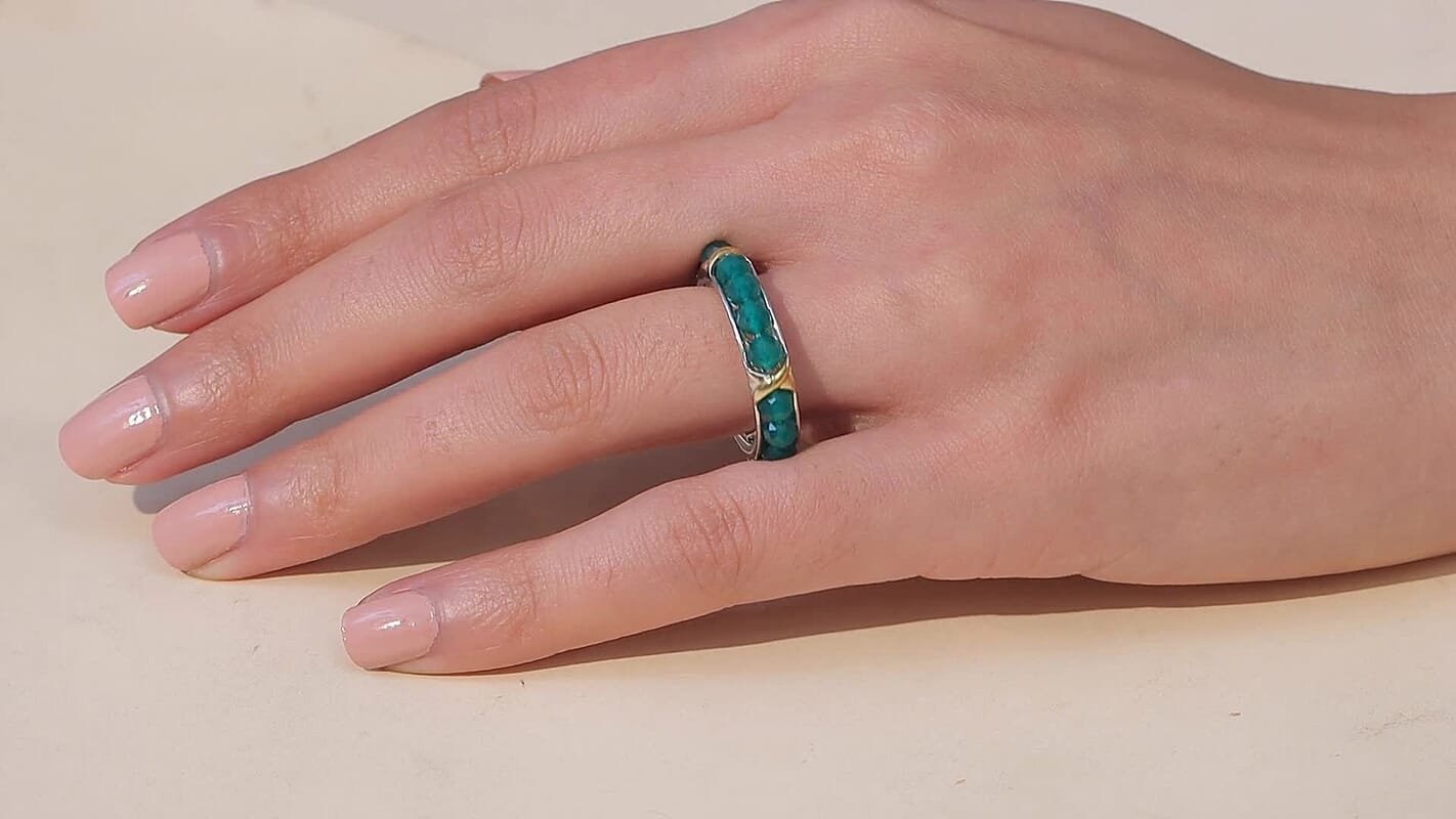 EverTrue Verde Onyx Ring in 18K YG Plated and Platinum Bond (Size 10.0) 7.50 ctw