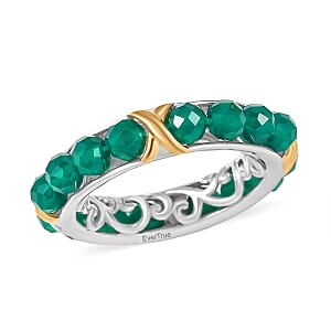 EverTrue Verde Onyx 7.50 ctw XOXO Band Ring in 18K YG Plated and Platinum Bond (Size 7.0)