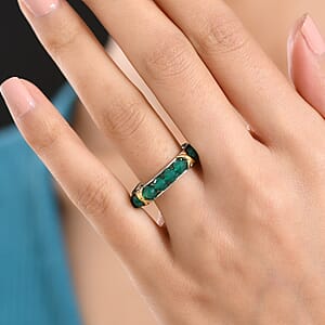 EverTrue Verde Onyx 7.50 ctw XOXO Band Ring in 18K YG Plated and Platinum Bond (Size 7.0)