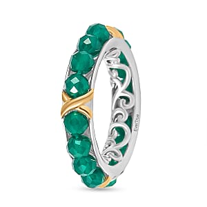 EverTrue Verde Onyx 7.50 ctw XOXO Band Ring in 18K YG Plated and Platinum Bond (Size 7.0)