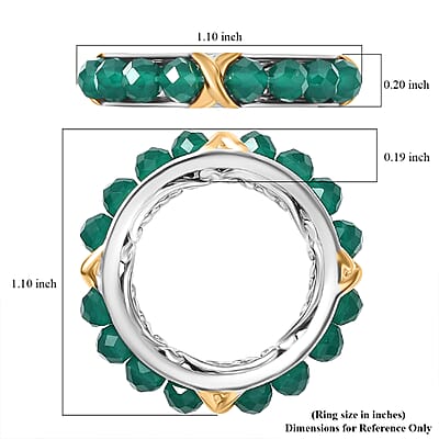 EverTrue Verde Onyx 7.50 ctw XOXO Band Ring in 18K YG Plated and Platinum Bond (Size 7.0)