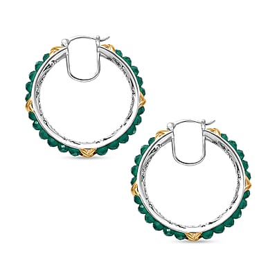 EverTrue Verde Onyx 16.80 ctw XOXO Hoop Earrings in 18K YG Plated and Platinum Bond