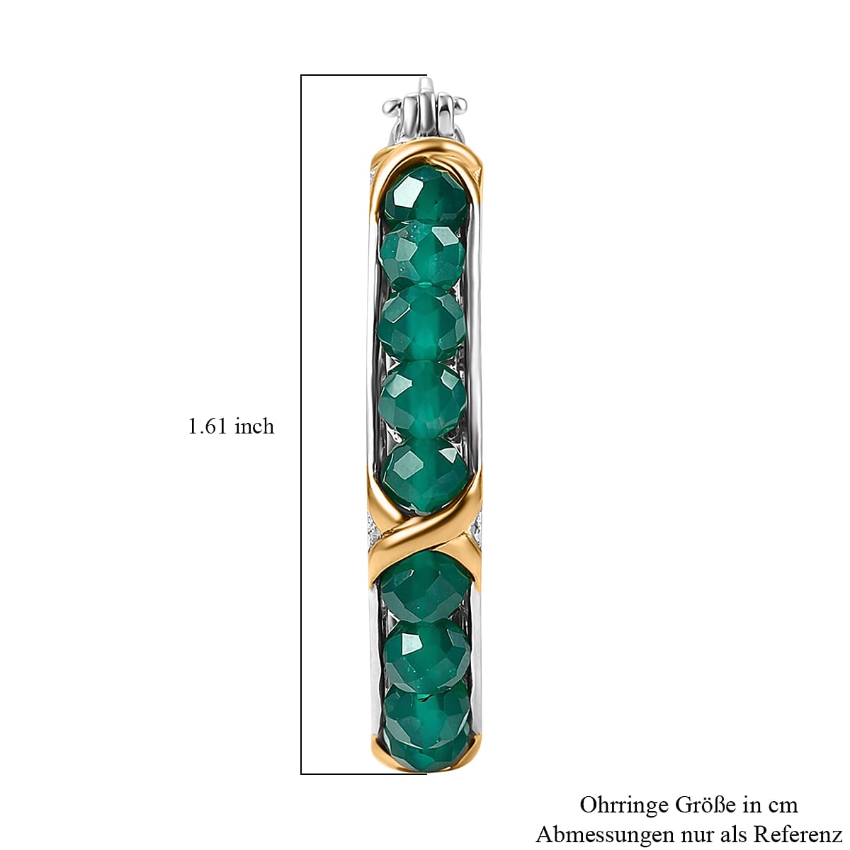 EverTrue Verde Onyx 16.80 ctw XOXO Hoop Earrings in 18K YG Plated and Platinum Bond image number 5