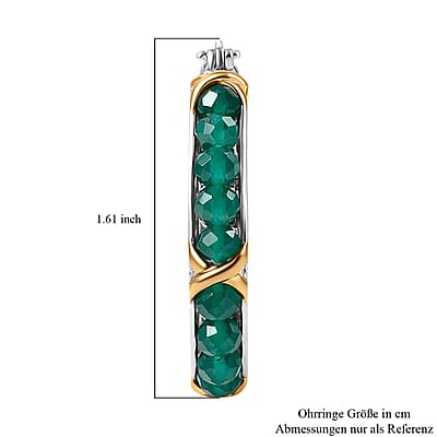 EverTrue Verde Onyx 16.80 ctw XOXO Hoop Earrings in 18K YG Plated and Platinum Bond