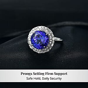 Certified Rhapsody AAAA Tanzanite, Diamond Double Halo Ring in 950 Platinum 6.59 ctw (Size 10.0)