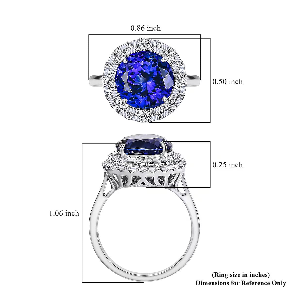 Doorbuster Certified & Appraised Rhapsody AAAA Tanzanite and Diamond E-F VS 6.59 ctw Double Halo Ring in 950 Platinum (Size 10.0) 7 Grams image number 5