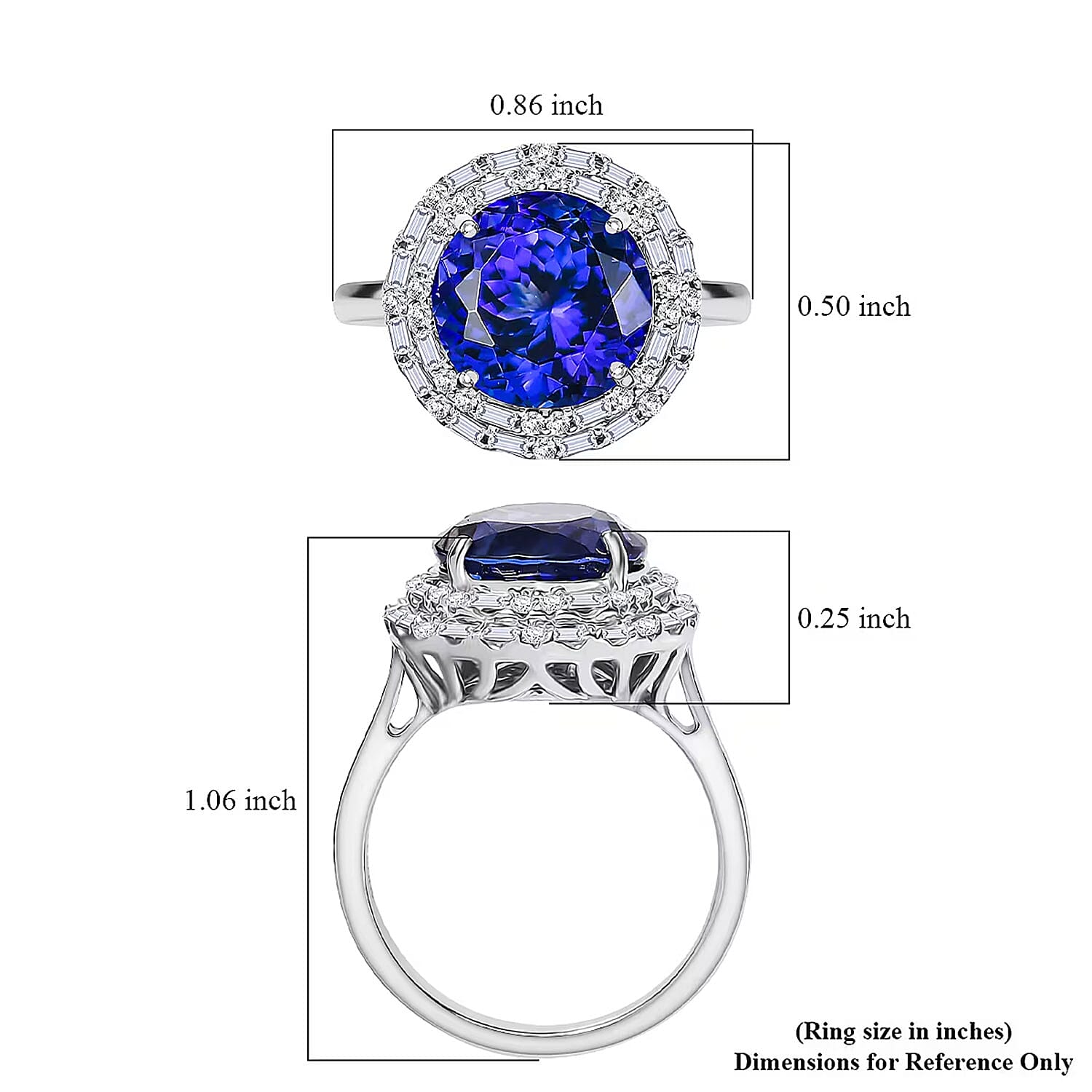 Certified and Appraised Rhapsody AAAA Tanzanite, Diamond Double Halo Ring in 950 Platinum 6.59 ctw (Size 5.0)